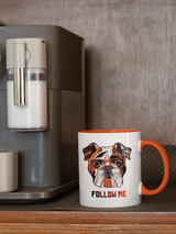 Tasse Tiertasse Hundetasse Bulldoge mit Spruch "Follow Me"