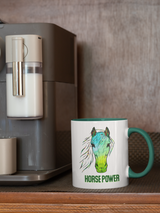 Tasse Tiertasse Pferdetasse Pferd mit Spruch "HorsePower"
