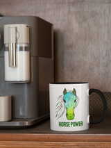 Tasse Tiertasse Pferdetasse Pferd mit Spruch "HorsePower"