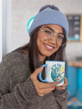 Tasse Einhorntasse Kindertasse Einhorn blue Tasse mit Spruch Ride the Rainbow