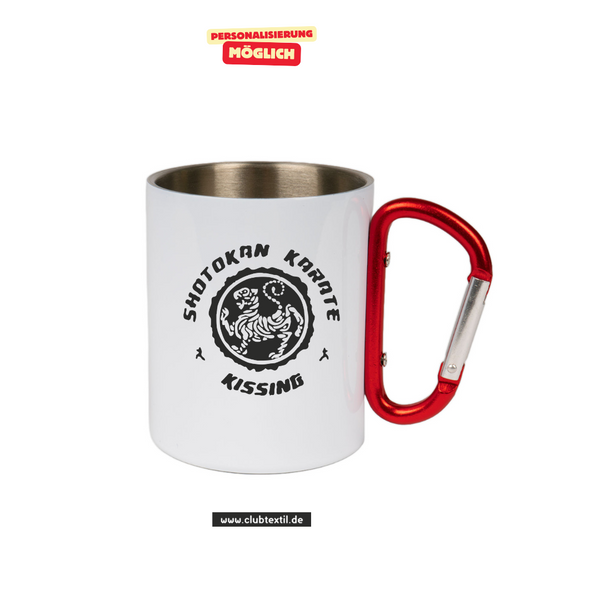 CT Edelstahl-Tasse mit Karabiner Trek- weiß - Kissinger SC e.V. - Karate