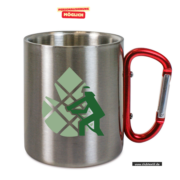 CT Edelstahl-Tasse mit Karabiner Trek - silber - Feuerwehrverband Augsburg