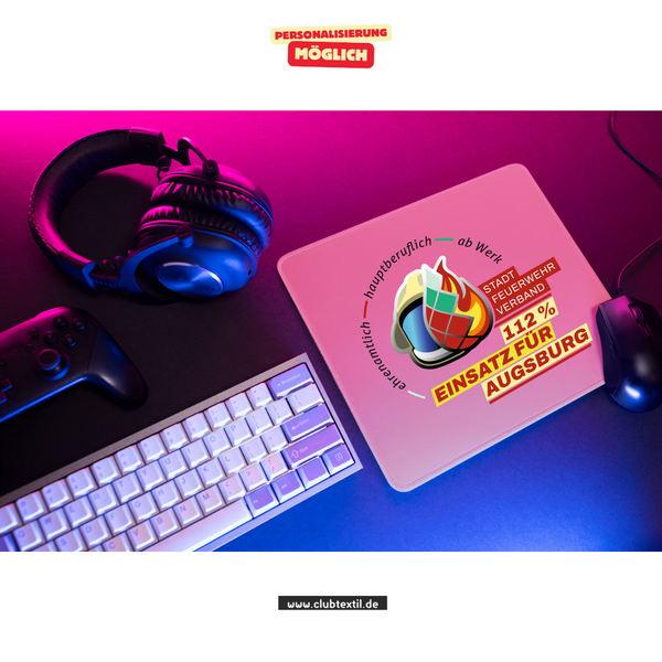 CT Mousepad - pink - Feuerwehrverband Augsburg