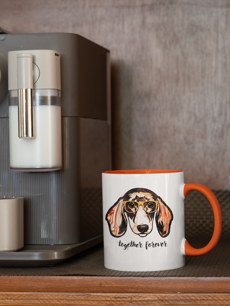 Tasse Tiertasse Hundetasse Dackel Tasse mit Spruch "Together Forever"