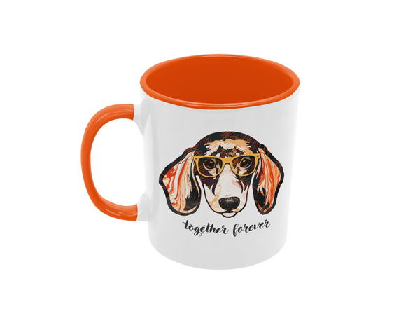 Tasse Tiertasse Hundetasse Dackel Tasse mit Spruch "Together Forever"