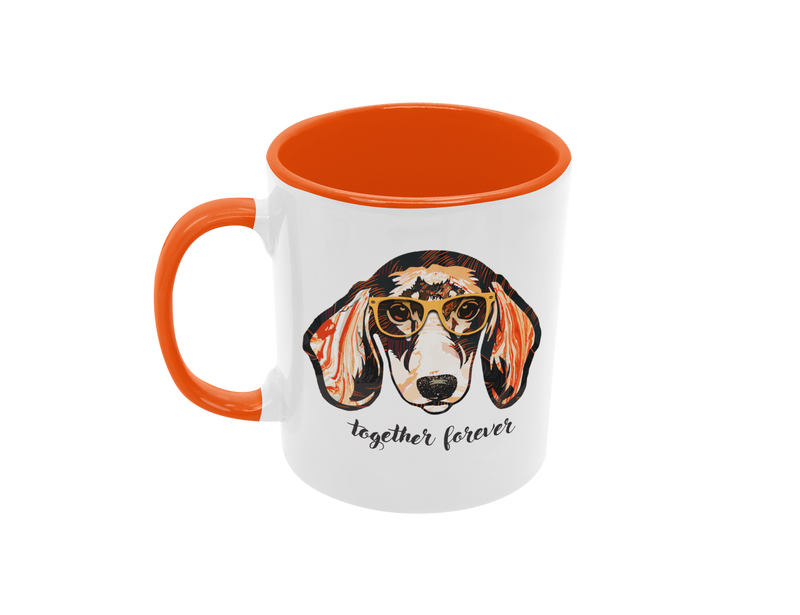 Tasse Tiertasse Hundetasse Dackel Tasse mit Spruch "Together Forever"