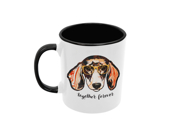 Tasse Tiertasse Hundetasse Dackel Tasse mit Spruch "Together Forever"