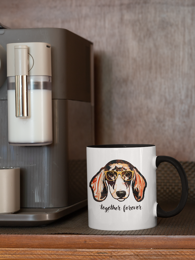 Tasse Tiertasse Hundetasse Dackel Tasse mit Spruch "Together Forever"