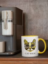 Tasse Tiertasse Katzentasse Katze mit Spruch "Cat Walk"