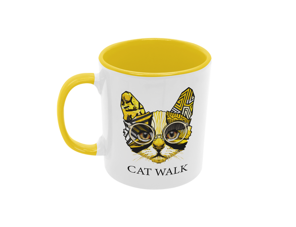 Tasse Tiertasse Katzentasse Katze mit Spruch "Cat Walk"