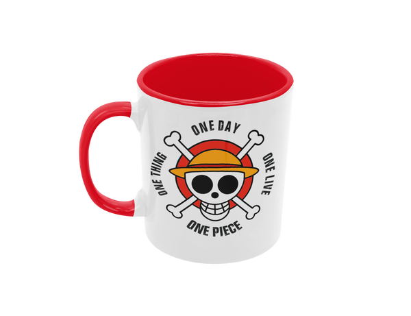Tasse Comic Motivtasse One Piece rot Tasse mit Spruch "One Piece - One Day"