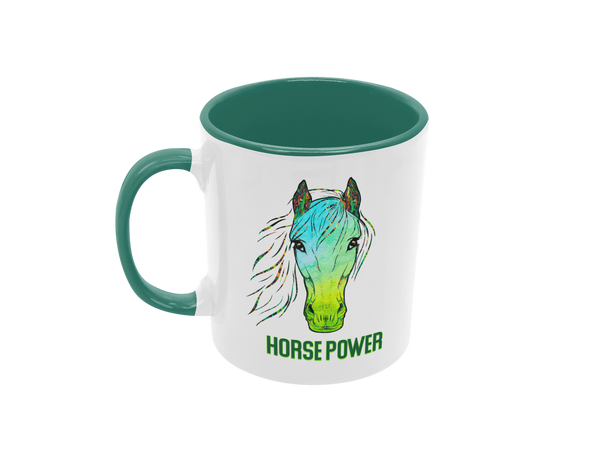 Tasse Tiertasse Pferdetasse Pferd mit Spruch "HorsePower"