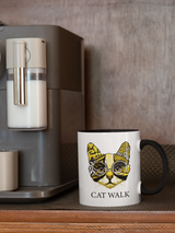 Tasse Tiertasse Katzentasse Katze mit Spruch "Cat Walk"