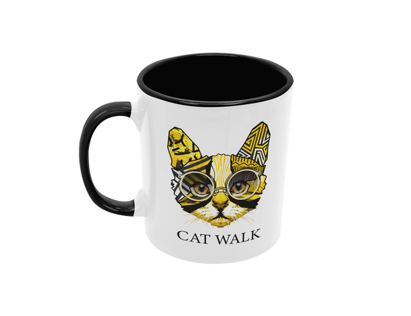 Tasse Tiertasse Katzentasse Katze mit Spruch "Cat Walk"