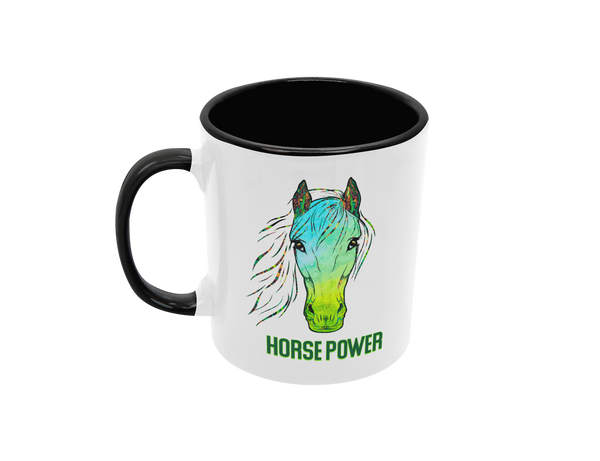 Tasse Tiertasse Pferdetasse Pferd mit Spruch "HorsePower"