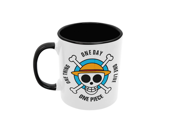 Tasse Comic Motivtasse One Piece hellblau Tasse mit Spruch "One Piece - One Day"