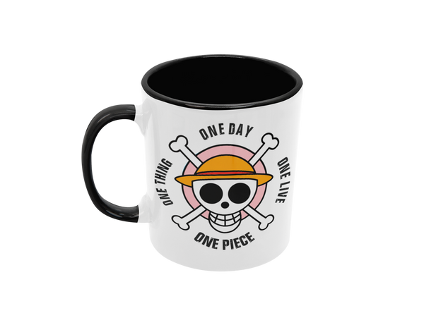 Tasse Comic Motivtasse One Piece rosa Tasse mit Spruch "One Piece - One Day"