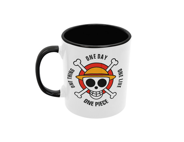 Tasse Comic Motivtasse One Piece rot Tasse mit Spruch "One Piece - One Day"