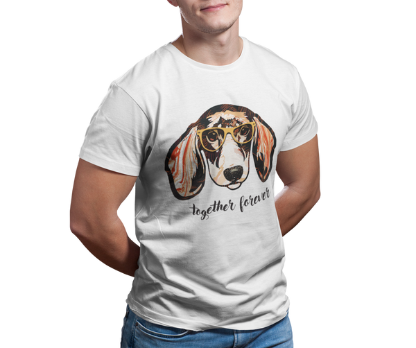 T-Shirt Unisex Hunde T-Shirt Dackel mit Spruch "Together Forever"