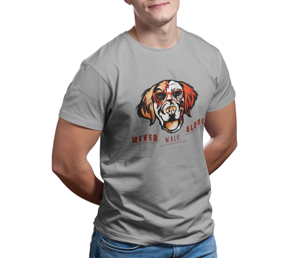 T-Shirt Unisex Hunde T-Shirt Golden Retriever mit Spruch "Never Walk Alone"