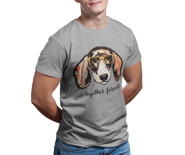 T-Shirt Unisex Hunde T-Shirt Dackel mit Spruch "Together Forever"