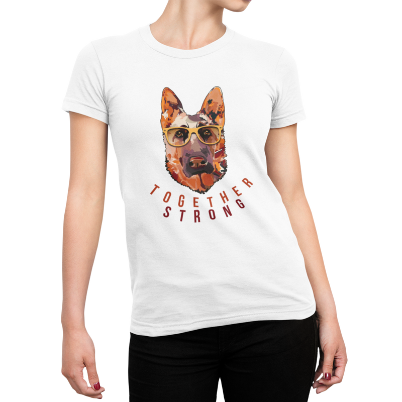 T-Shirt Damen Hunde T-Shirt Schäferhund mit Spruch "Together Strong"