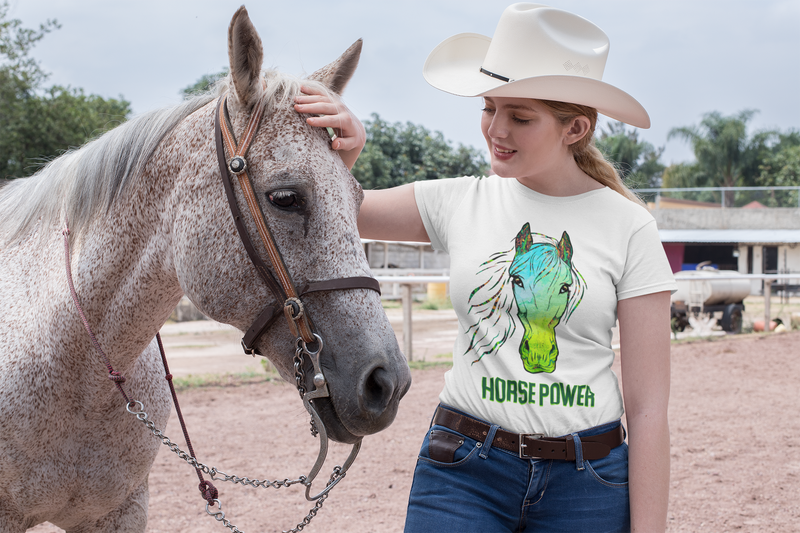 T-Shirt Damen Pferde T-Shirt Pferd mit Spruch "HorsePower"