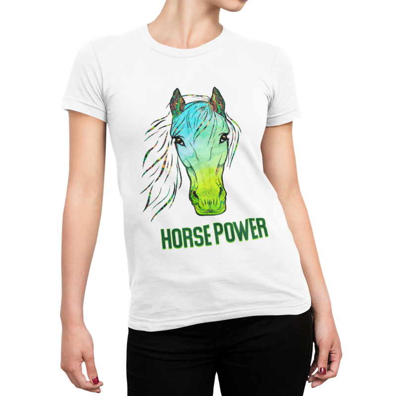 T-Shirt Damen Pferde T-Shirt Pferd mit Spruch "HorsePower"