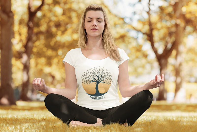 T-Shirt Damen Hobby Yoga T-Shirt mit Spruch: "No Tree No Life" Lebensbaum