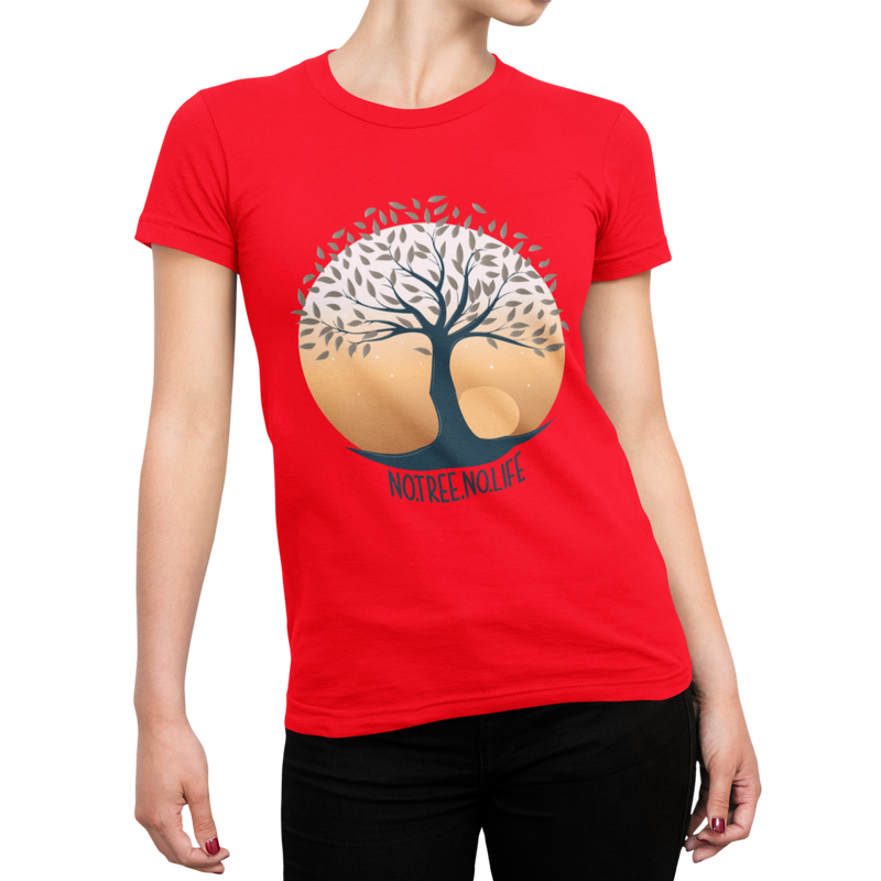 T-Shirt Damen Hobby Yoga T-Shirt mit Spruch: "No Tree No Life" Lebensbaum