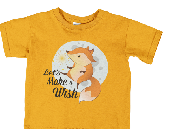 T-Shirt Kinder Kinder T-Shirt Fuchs mit Spruch "Make a Wish" 3 Farbstellungen