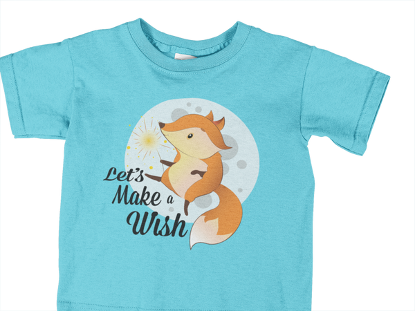 T-Shirt Kinder Kinder T-Shirt Fuchs mit Spruch "Make a Wish" 3 Farbstellungen