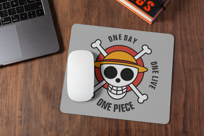 Mousepad Comic One Piece rot Mousepad mit Spruch "One Piece - One Day"