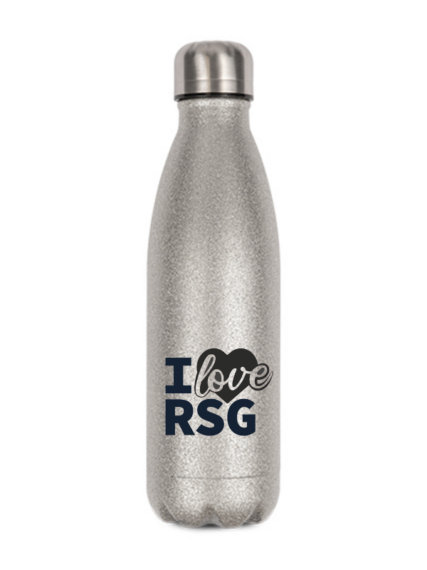 CT Glitzer-Thermoflasche "I love RSG" - silber