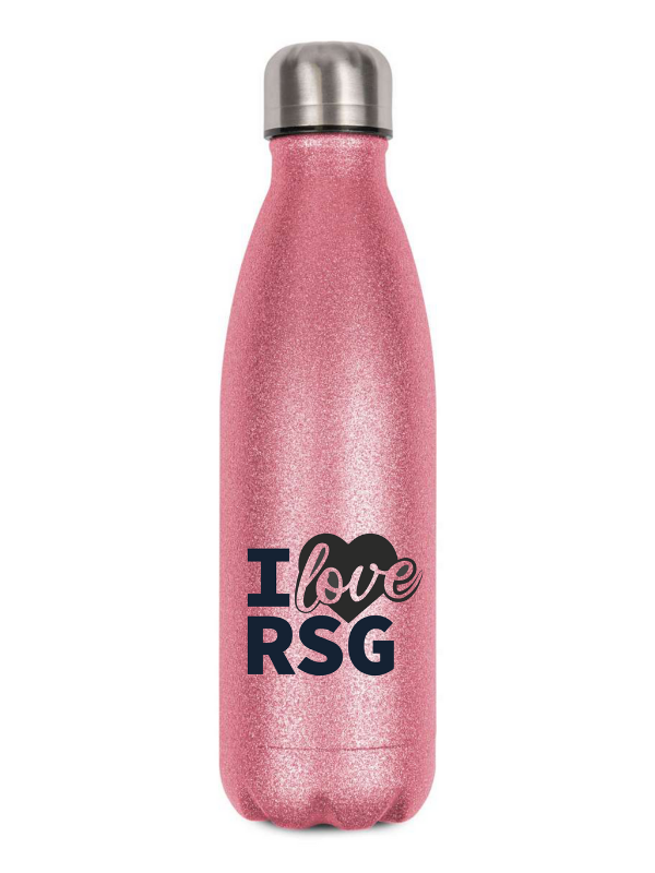 CT Glitzer-Thermoflasche "I love RSG" - rosa