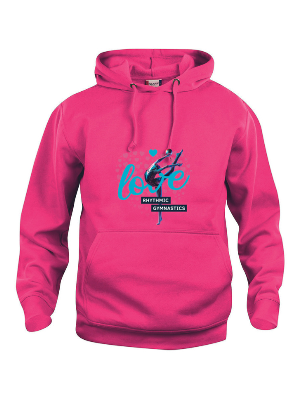 Clique BASIC Hoody Unisex pink mit Love Logo türkis