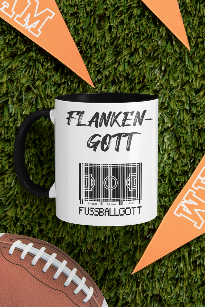 Tasse Sport oder Fan Tasse Fussball Fußballgott "Flankengott"