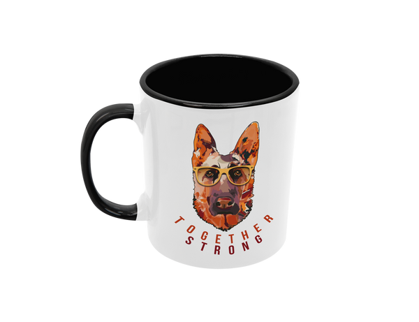 Tasse Tiertasse Hundetasse Schäferhund mit Spruch "Together Strong"