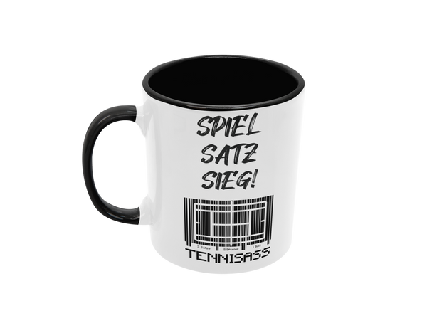 Tasse Sport oder Fan Tasse Tennis Tennisass "Spiel-Satz-Sieg"