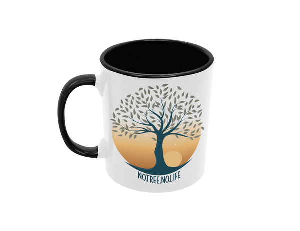 Tasse Hobby Motivtasse Yoga Tree Of Life Tasse mit Spruch "No Tree No Life" Lebensbaum