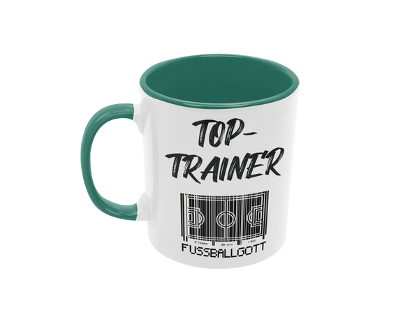 Tasse Sport oder Fan Tasse Fussball Fußballgott "Top Trainer"