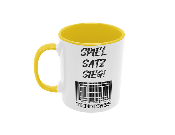Tasse Sport oder Fan Tasse Tennis Tennisass "Spiel-Satz-Sieg"