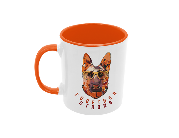 Tasse Tiertasse Hundetasse Schäferhund mit Spruch "Together Strong"